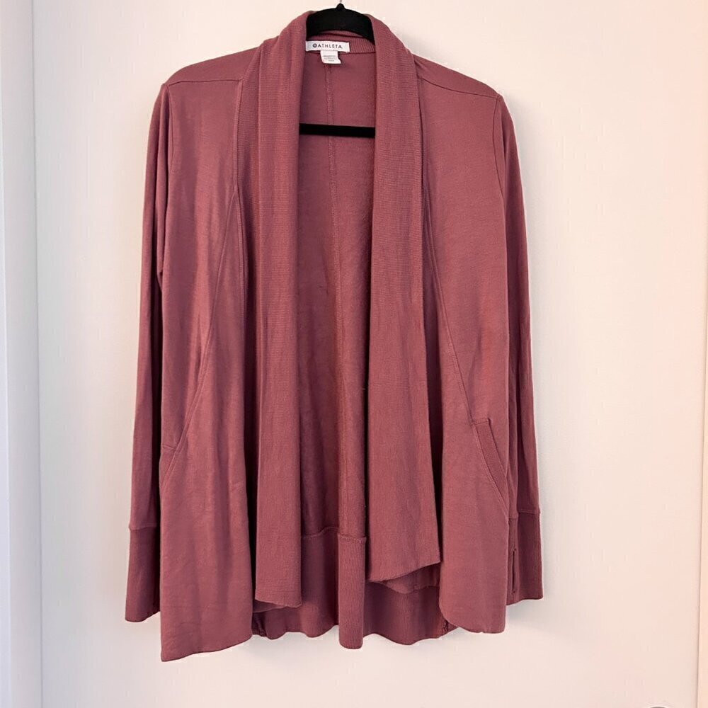 Athleta Pranayama Restore Wrap Cardigan in Victorian Berry Size XXS LIKE NEW - Picture 3 of 9